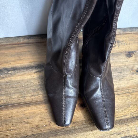 Aerosoles Tall Boots Size 9.5 Dark Brown Faux Leather Knee High Full Zip Styled - Picture 6 of 9